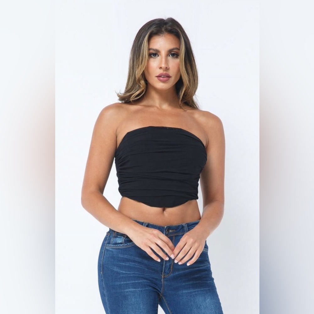 AKIRA Black Mesh Corset Top